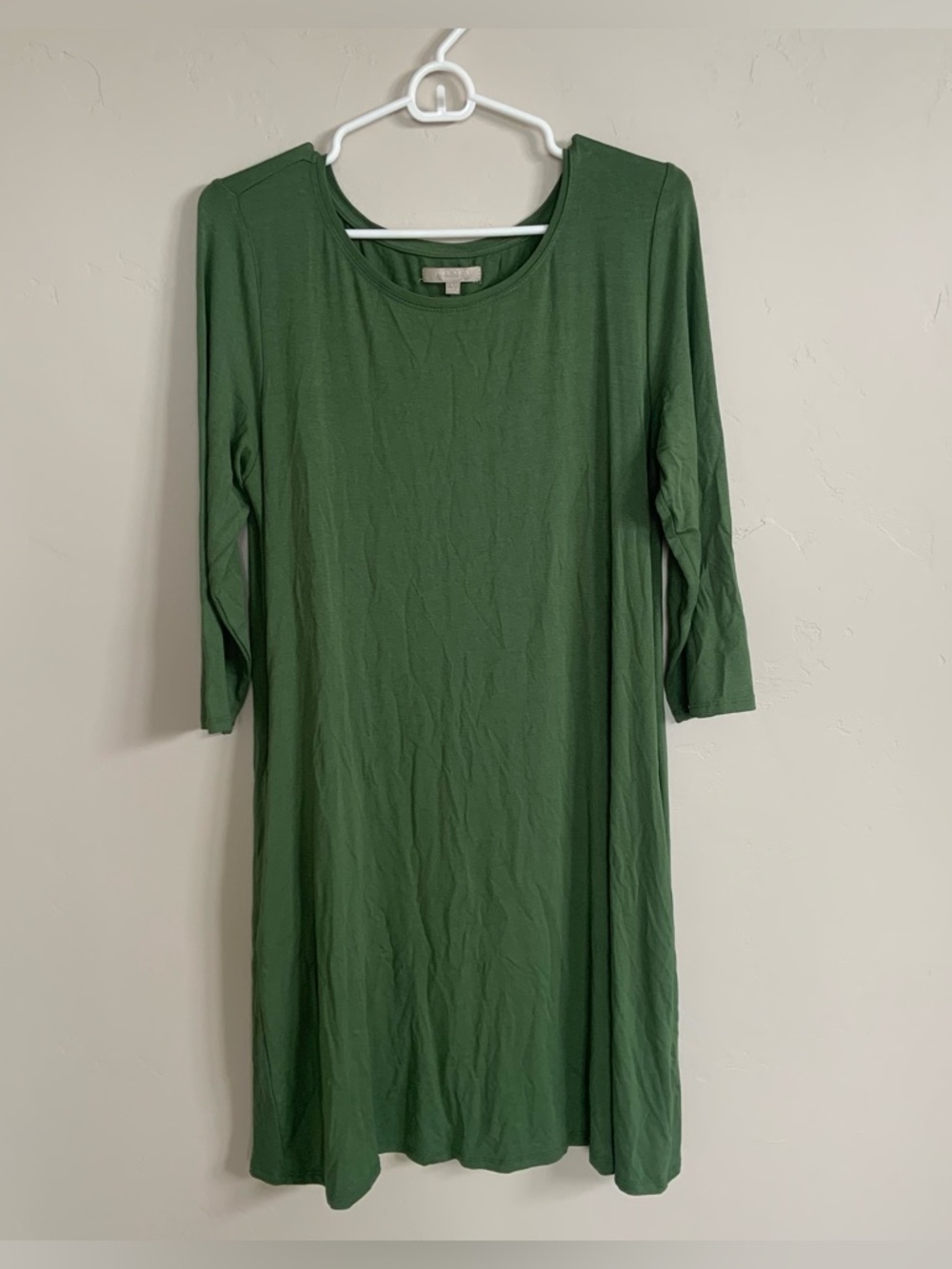 Long Sleeve Lightweight Capsule Wardrobe Green Joan Vass Tunic Dress Women Sz L